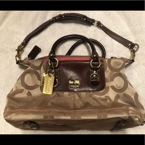 Signature Coach Poppy Gold & Brown Purse